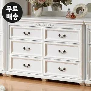 [벤티스가구]르 엔틱 서랍장 와이드 체스트 3단 안방 거실 낮은 옷장 서랍장 옷 깊은 서랍(1200)