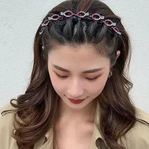 큐빅 집게머리띠 볼륨머리띠 벼머리 앞머리고정 얇은 큐빅머리띠