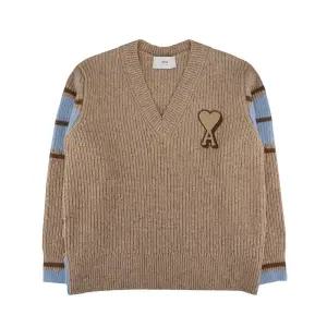 25FW 아미 UKS823 KN0111 280 울 칼리지 스웨터 카멜