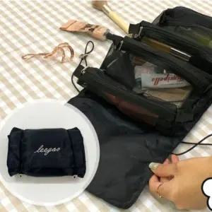 [콩심팥심]블랙 소품 보관 파우치 찍찍이 탈부착 분리 세면도구