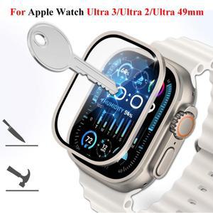 Apple Watch Ultra 2용 강화 유리+티타늄 합금 프레임 필름 3용 49mm 안티 스크래치 화면 보호기