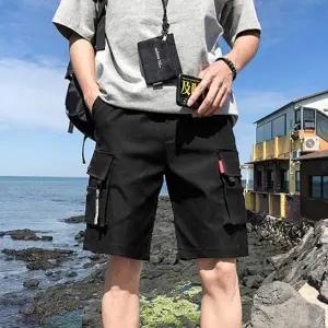[콩심팥심]남자 룩 반바지 여행 휴가 5부 밴딩 카고 검정 쇼츠