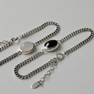 레트로핑거 925실버 엔틱 오닉스 문스톤 원석팔찌
