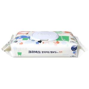 크리넥스 잘닦이는 엠보싱 물티슈 점보 캡형 70Px1팩