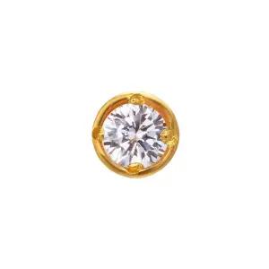 갤러리아 여자 순금 한쪽 침 귀걸이 베젤 화이트 24K 0.38g