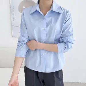 [하프클럽/]여성 베이직 폴리 긴팔남방셔츠 세미크롭 77까지 봄가을77286