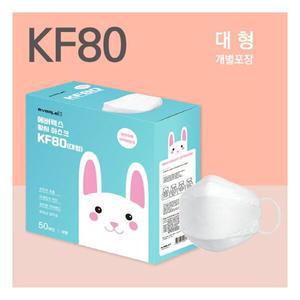 에버렉스 KF80 황사방역마스크 100매 화이트 대형/개별포장