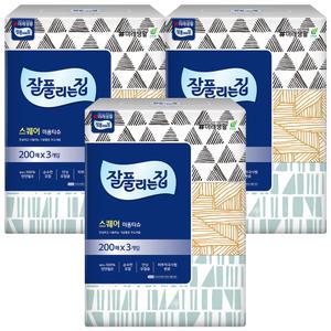 잘풀리는집 리얼실키 미용티슈 200매 3개입 3팩