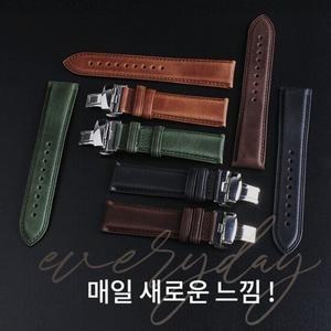 이태리 수입 오일 천연소가죽 20mm/22mm 디버클 스트랩 BP9144WB