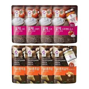 청정원 싱글파우치 머쉬룸투움바소스, 150g, 4개 + 로제소스, 170g, 4개