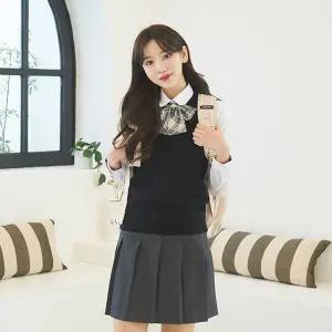 백합주름치마 그레이전체여성교복스커트 교복치마 회색교복치마 심플교