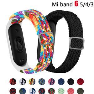 Mi band 6 용 팔찌 스트랩 탄성 조절 가능한 나일론 땋은 Miband4 miband 5 correa Xiaomi Mi band 4 3 5 7 스트랩 용 손목 밴드
