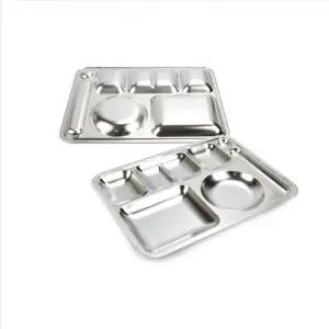 국산 업소용 스텐304 단체급식용 5찬 수저 스텐식판 41.7x30.8cm (WFJF71P)