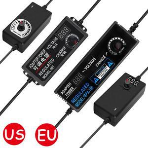 AC DC 조절 가능 어댑터 전원 3-12V 9-24V 2A 3A 5A 10A 미국 EU 플러그 디스플레이 화면 전압 변압기