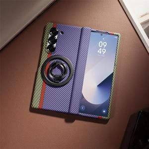 삼성 갤럭시 Z 폴드 3 5 4 6 7용 마그네틱 힌지 카본 파이버 텍스처 케이스 360도 전체 보호 스크린 글래스