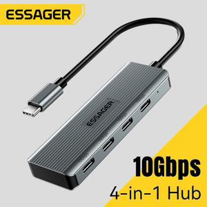 노트북 도킹 스테이션 멀티 허브 USB C 스플리터 어댑터 4 포트 C타입 TO USB3.2 GEN2 프로 에어 데스크탑 PC용 10GBPS