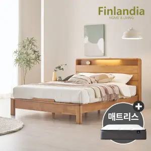 로렌스 원목 평상형 퀸침대Q+포켓매트리스