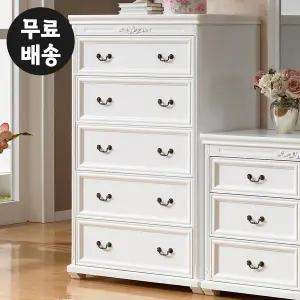 [벤티스가구]르 엔틱 서랍장 안방 거실 옷 5단 체스트 높은 옷장 서랍장 옷 슬림 깊은 서랍(900)