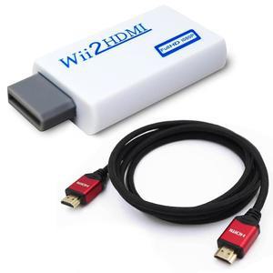Wii에서 HDMI로 변환기 1080P(HDMI 케이블 포함) - 닌텐도 Wii에서 스마트 TV로 연결되는 플러그 앤 플레이 어댑터, 3.5mm 오디오 출력, 오리지널 구성 요소를 갖춘 모든 디스플레이 모드(720p 또는 풀 HD 1080p)