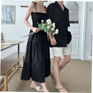 제주도 해외 여행 휴가 검정색 커플룩 여름 원피스