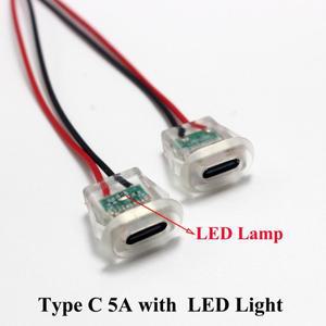완벽호환 2핀 USB 유형 C 5A 입력 충전 소켓(LED 조명 포함) 플레이트 방수 포트 TYPE-C 암 커넥터 잭