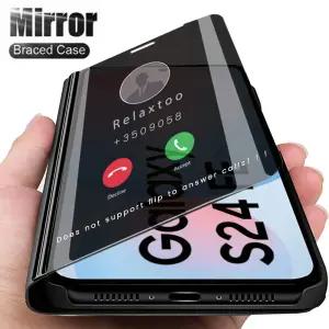 스마트 뷰 미러 S24F 코크 5G S24 가죽 갤럭시 마그네틱 케이스