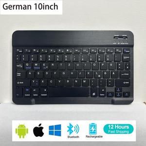 독일어 레이아웃 10인치 블루투스 무선 키보드 충전식 휴대폰 태블릿 ipad 호환 삼성호환 안드로이드 iOS W