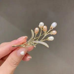 브로치 정장 브로치핀 브로찌 100 천연 담수 진주 14K 골드 채워진 유행 꽃 쥬얼리 여성 경기 액세서리
