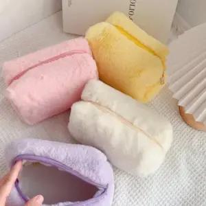 고품질 퍼 파우치 화장품 메이크업 휴대용 사각 솜사탕 사각 (WFK5SP0)