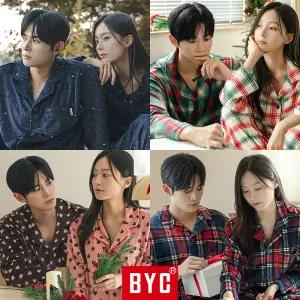 [BYC] 커플 잠옷 세트 수면 가을 겨울 긴팔 남성 여성 파자마 바지 체크 빅사이즈 110 모달 하의 순면 기모 큰 남자 여자 털 극세사 주니어