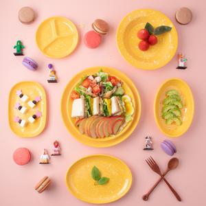 [레트로 병아리 그릇]추억의 떡볶이 옛날 김밥 업소용 포장마차 멜라민 분식집 캠핑 접시