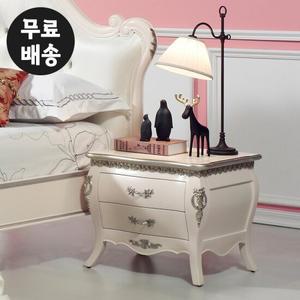 멜로 엔틱 원목 침대옆 선반 거실 2단 서랍장 협탁