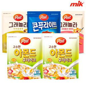[10%중복쿠폰]포스트 고소한 아몬드 후레이크 620gx3개[콘푸라이트/오곡코코볼/크리치오/그래놀라/블루베리/크랜베리아몬드/카카오호두/오레오오즈]