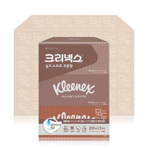 크리넥스 실크소프트 코튼향 각티슈 (200매x3입)x6팩 /미용티슈