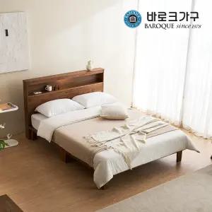 디어 LED 평상형 참죽 원목 침대프레임 Q_매트제외_착불배송