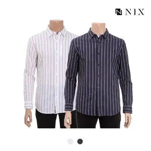 [닉스]남성 코튼린넨 와이드 핀스트라이프 기본카라 셔츠_FNNECSL103P