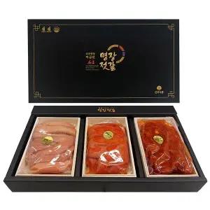 이금선 명인 젓갈 3종 선물세트 골드명란젓+가자미식해+씨앗젓갈 (400g/3종) / 쇼핑백동봉