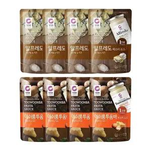 청정원 싱글파우치 머쉬룸투움바소스, 150g, 4개 + 알프레도소스, 150g, 4개