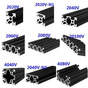 2020N1 알루미늄 프린터 DIY 표준 4040 EU 2060 100MM 2040 20100 2040N1 슬롯 프레임 4080 프로파일 3D 검정색 2080 550MM