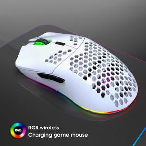 HXSJ T66 RGB 2.4G 무선 게임용 마우스 조명 충전 가능한 DPI 인체 공학적 디자인, 데스크탑 노트북
