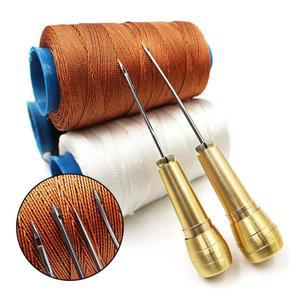 가죽 재봉 수리 손잡이 텐트 송곳 키트 세트 DIY 신발 캔버스 도구 나일론 바늘 구리