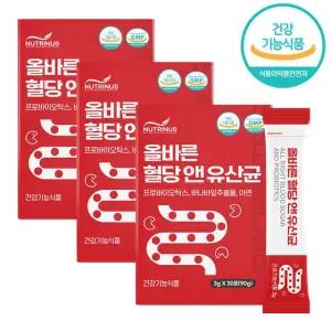 뉴트리너스 올바른 혈당 앤 유산균 (3g x 30포) 3박스