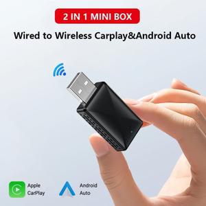 2in 1 박스 무선 CarPlay 및 Android Auto 5GHz WiFi Bluetooth 5.0 플러그 앤 플레이자동차 99 자동 연결