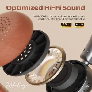 IKF-R1 메탈 레트로 복고풍 엔틱 헤드밴드 무선 블루투스 5.4 HiFi 60 시간 재생 듀얼 장치 지원 패션 OOTD