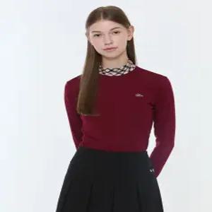 [닥스 골프 여성] [24FW] WNTS4D903D2 스테디셀러레터 로고 체크넥 긴팔티셔츠 BUR