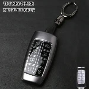 제네시스 열쇠 고리 커버 열쇠 고리 소프트 TPU 자동차 키 케이스 현대 GV80 GV90 G70 G80 G90 GV70 8 버튼