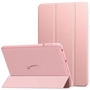 완전히 새로운 Amazon Fire HD 8 & Plus 태블릿(12세대/10세대, 2024/2022/2020 출시)에 맞는 케이스 8인치, 반투명 백쉘이 있는 트리플 스탠드 커버, 자동 웨이크/슬립, 로즈 골드