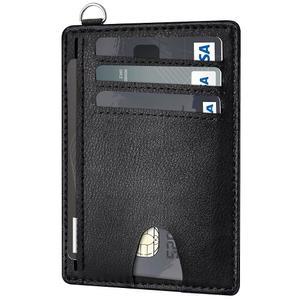 Mayski 슬림 미니멀리스트 지갑, 여성 및 남성용 신용 카드 홀더, 전면 포켓 RFID 차단 케이스, 여성용 소형 그레인 블랙,