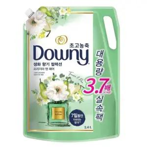 다우니 퍼퓸 프리지아 앤 페어 2.6L 섬유유연제 세탁세제 실내건조