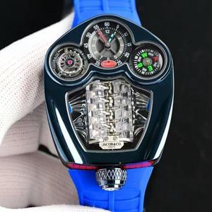 JACO Tourbillon 한정판 기계식 시계 남성용 스포츠카 대시보드 디자인 Bugatti Sixteen Bar Engine